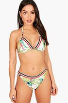 Boohoo Mexico Floral Sport Strap Triangle Bikini