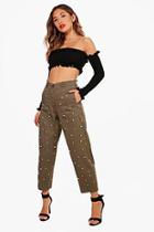Boohoo Victoria All Over Pearl Embellished Utility Trouser