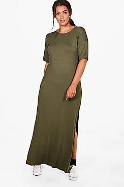 Boohoo Plus Nadia Drop Sleeve Side Split Maxi Dress