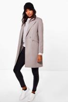 Boohoo Sarah Zip Pocket Tailored Coat Grey