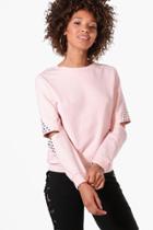 Boohoo Lily Studded Cut Out Sleeve Sweatshirt Pink