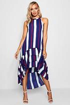 Boohoo Mila Stripe Clipped Hem Tiered Shift Dress