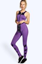 Boohoo Aaliyah Mesh Detail Sports Legging Purple