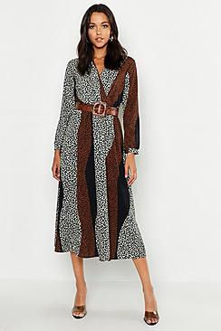 Boohoo Tall Animal Print Wrap Midi Dress