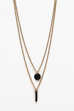 Boohoo Disc Pendant Double Layer Necklace