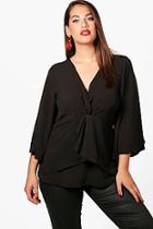 Boohoo Plus Front Knot Wrap Top