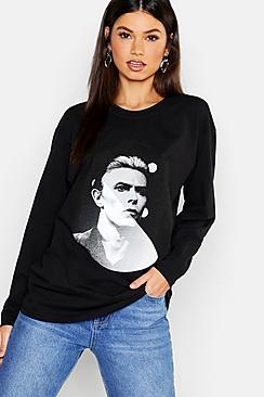 Boohoo David Bowie Licensed Long Sleeve T-shirt