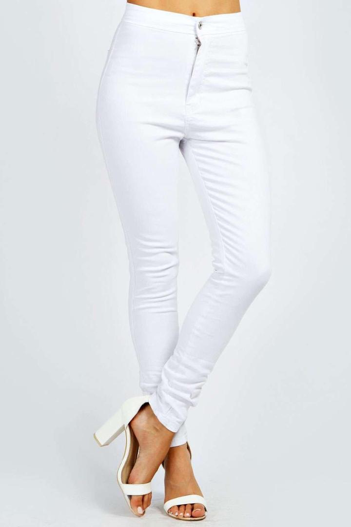 Boohoo Macy High Rise Skinny Jeans White