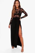 Boohoo Petite Annabel Lace Panel Detail Maxi Dress