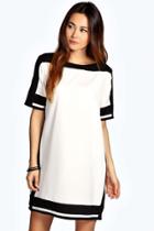 Boohoo Bianca Contrast Colour Woven Shift Dress White