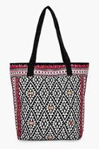 Boohoo Lacey Embroidered Edge Aztec Beach Bag