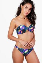 Boohoo Bodrum Galaxy Print Twist Bandeau Bikini