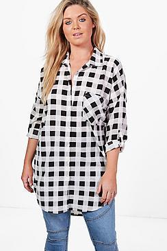 Boohoo Plus Bethany Oversized Gingham Shirt