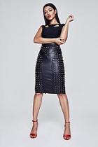Boohoo Premium Christina Zip Through Studded Pencil Skirt