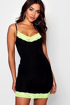 Boohoo Emilie Lace Detail Strappy Bodycon Mini Dress