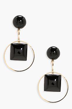 Boohoo Bella Pom Stud Circle Earrings