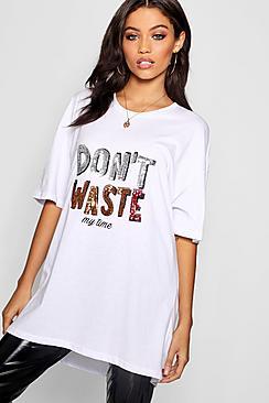 Boohoo Embroidered Slogan T-shirt