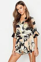 Boohoo Chain Print Wrap Front Playsuit