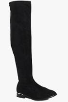 Boohoo Lilly Stretch Over The Knee Flat Boot