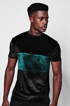 Boohoo Colour Block Velour T-shirt In Muscle Fit
