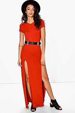 Boohoo Tall Double Split Maxi Dress