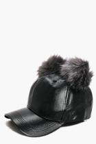 Boohoo Paige Double Pom Baseball Cap Black