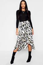 Boohoo Leopard Print Satin Midi Skirt