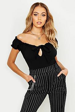 Boohoo Crepe Off The Shoulder Peasant Top