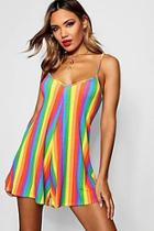 Boohoo Rainbow Stripe Swing Playsuit