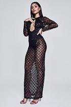 Boohoo Premium Madisyn Long Sleeve Sequin Maxi Dress