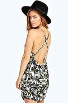 Boohoo Petite Vickie Palm Tree Print Dress