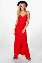 Boohoo Sally Knot Ruched Maxi Dress