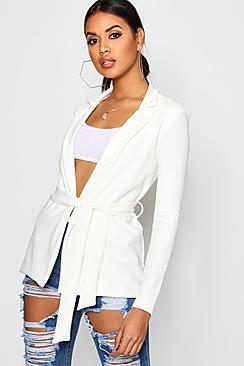 Boohoo Freya Belted Plunge Blazer