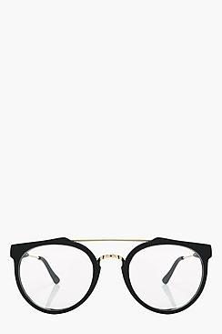 Boohoo Tanya Clear Double Bar Glasses