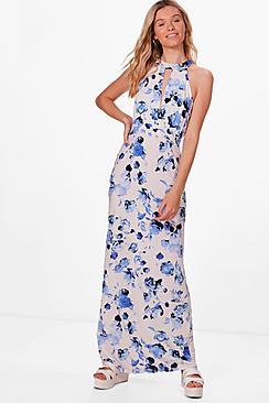 Boohoo Aria Keyhole Printed Floral Maxi Dress