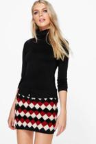 Boohoo Sabina Knitted Stretch Mini Skirt Multi