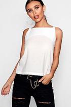 Boohoo Petite Square Neck Linen Cami