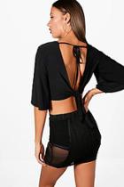Boohoo Tall Skyler Tie Back Angel Sleeve Top