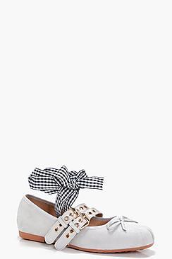 Boohoo Lily Ribbon Lace Up Ballets