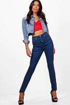 Boohoo Tall Mollie Sports Stripe Skinny Jean