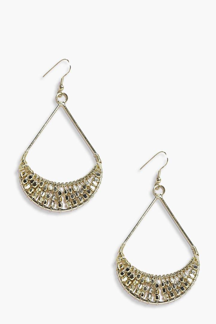 Boohoo Louise Chain Mail Dangle Hoop Earrings Gold