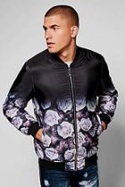 Boohoo Quilted Ombre Rose Print Bomber Jacket
