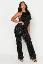 Boohoo All Over Sequin Low Back Jumpsuit