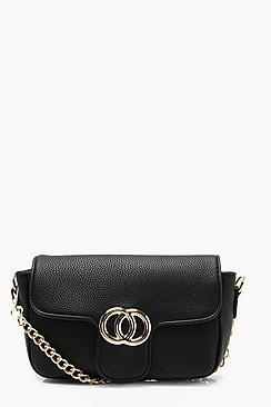 Boohoo Yasmin Double Ring Crosshatch Cross Body