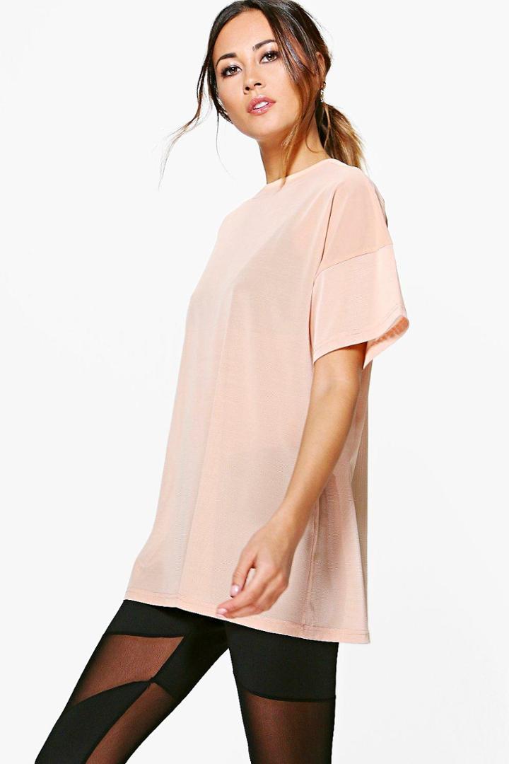 Boohoo Lola Fit Oversized Mesh Workout Tee Pink
