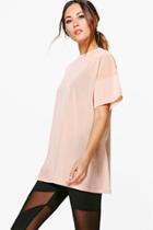 Boohoo Lola Fit Oversized Mesh Workout Tee Pink