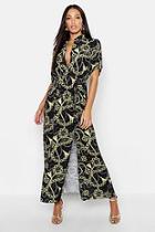 Boohoo Chain Tassel Belted Button Through Maxi Dress