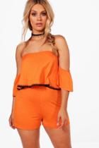 Boohoo Plus Bethany Double Layer Playsuit Orange