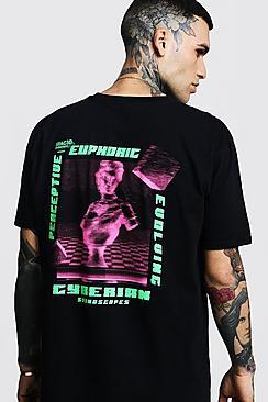 Boohoo Oversized Euphoric Front And Back Print Tee