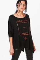 Boohoo Lola Rose Foil Print Oversized Boxy Tee